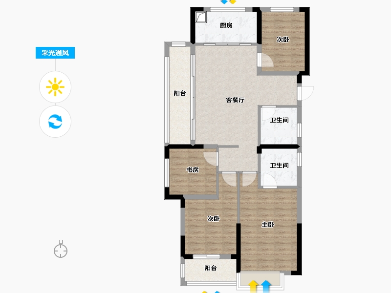 浙江省-金华市-双江湖锦绣和鸣-96.05-户型库-采光通风