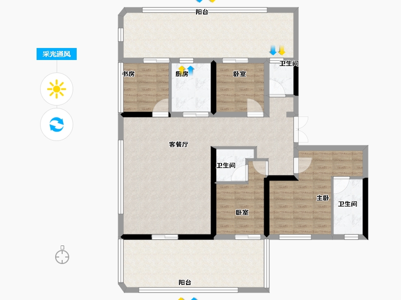 陕西省-西安市-永晖文檀府-114.34-户型库-采光通风