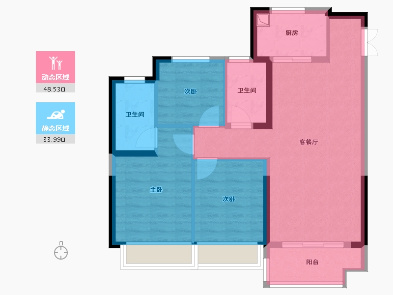 陕西省-榆林市-盛景馨苑-73.63-户型库-动静分区