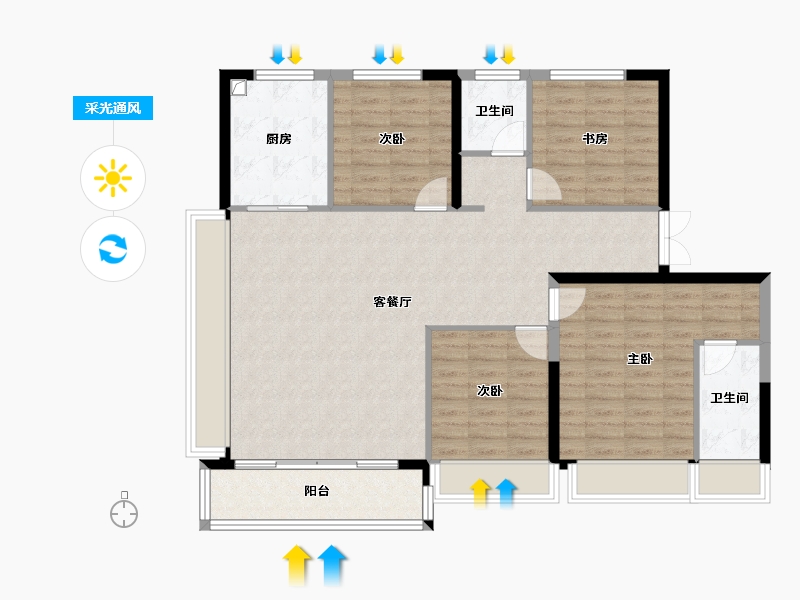 陕西省-榆林市-盛景馨苑-112.54-户型库-采光通风