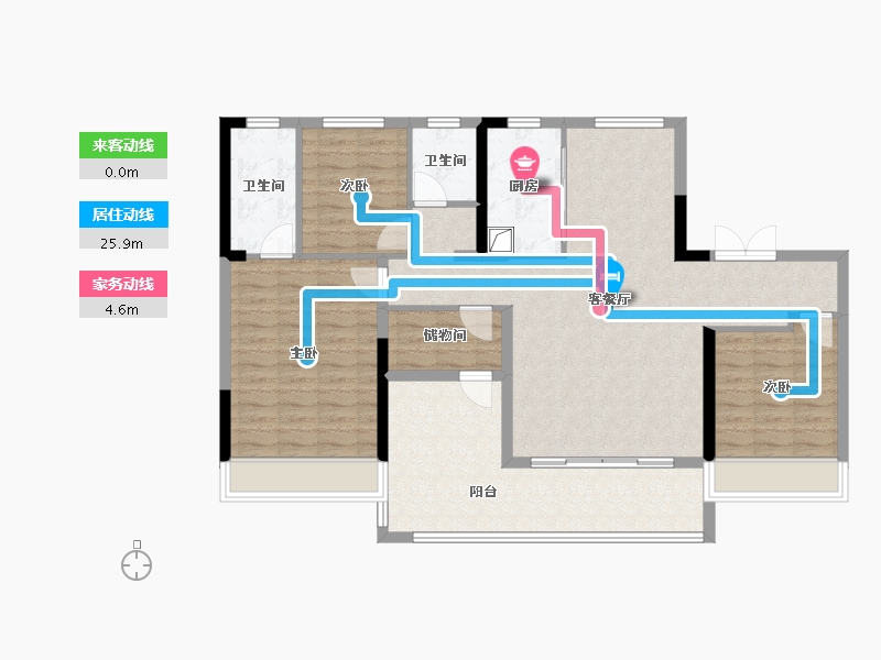 湖南省-长沙市-中国铁建花语江南-111.42-户型库-动静线