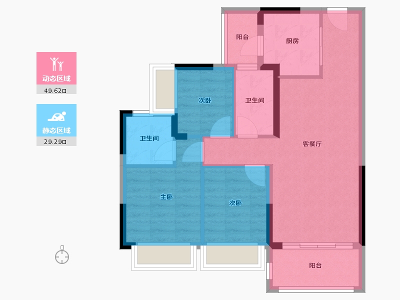 广东省-肇庆市-敏捷水映澜山-75.00-户型库-动静分区