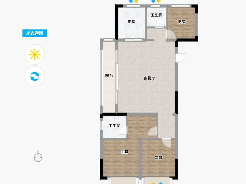 浙江省-金华市-商城福田印象-86.41-户型库-采光通风