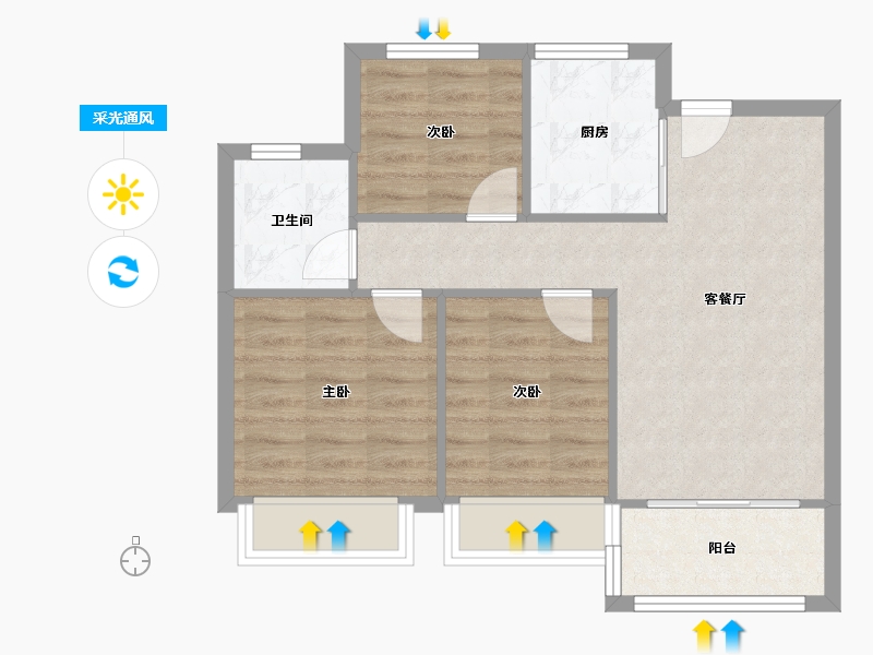 江苏省-南京市-璀璨云著-65.00-户型库-采光通风