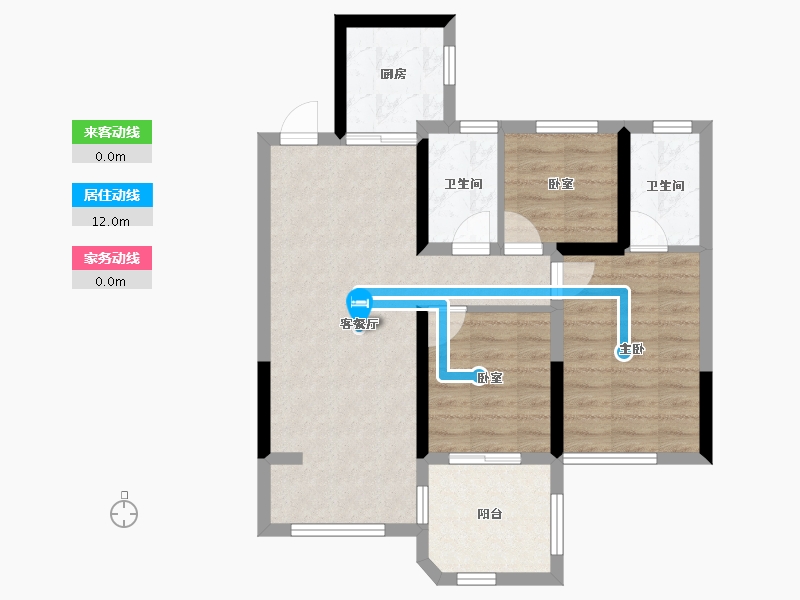 陕西省-西安市-永晖文檀府-70.13-户型库-动静线