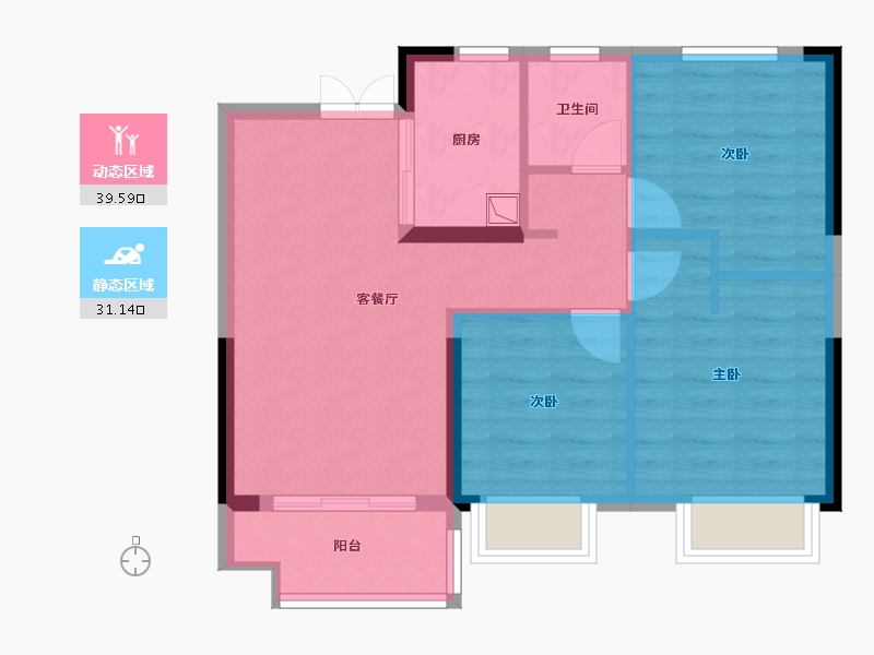 陕西省-榆林市-盛景馨苑-63.22-户型库-动静分区