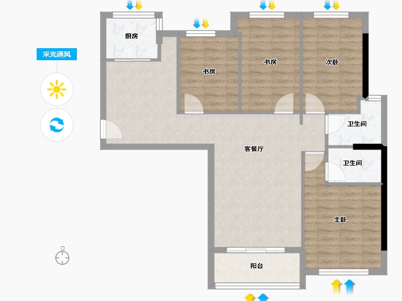 福建省-漳州市-碧湖天骄-92.50-户型库-采光通风