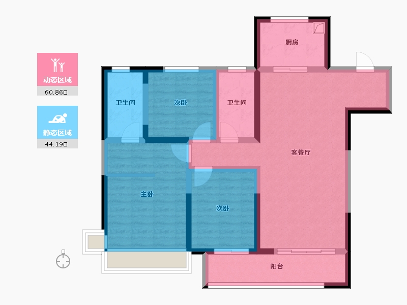 山东省-德州市-禹城德百玫瑰园-108.00-户型库-动静分区