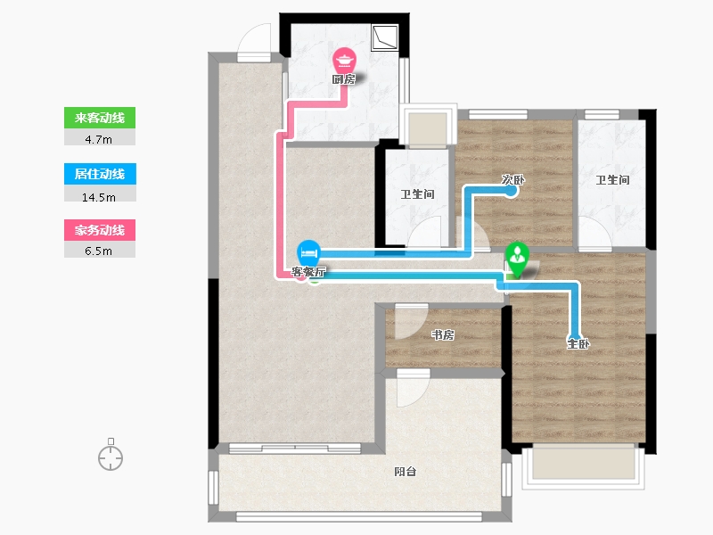 湖南省-长沙市-中国铁建花语江南-88.97-户型库-动静线