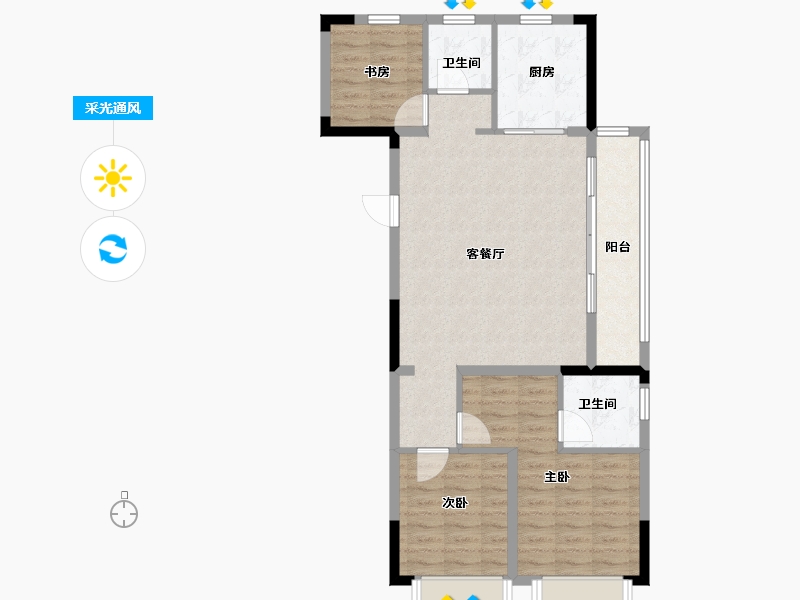 浙江省-金华市-商城福田印象-86.40-户型库-采光通风