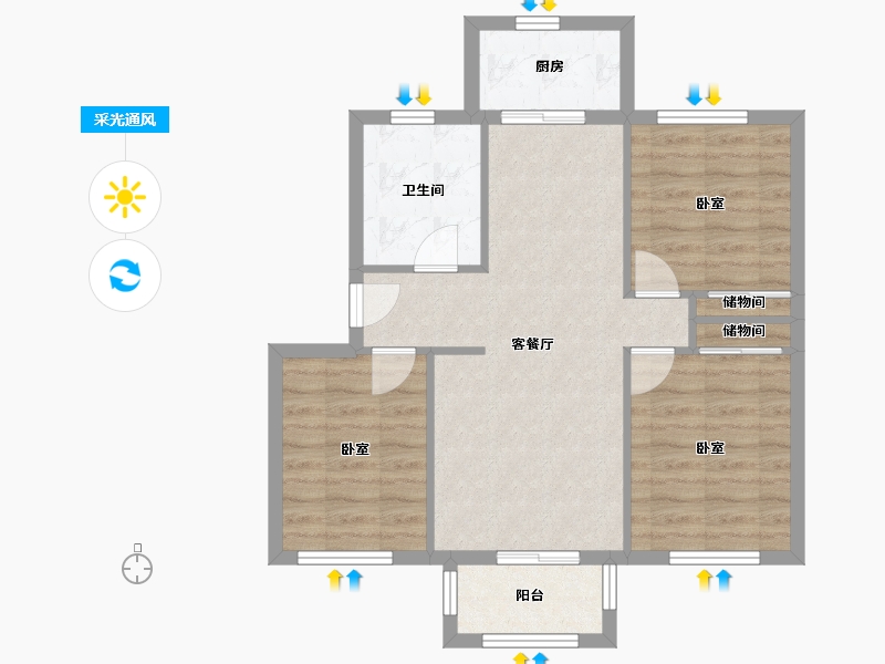 天津-天津市-碧溪卓园-70.00-户型库-采光通风