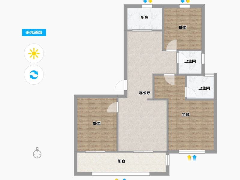 浙江省-嘉兴市-鸿翔传承府-96.00-户型库-采光通风