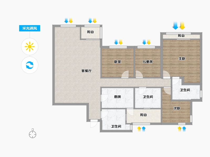 广东省-广州市-朗晴居-二期-147.90-户型库-采光通风