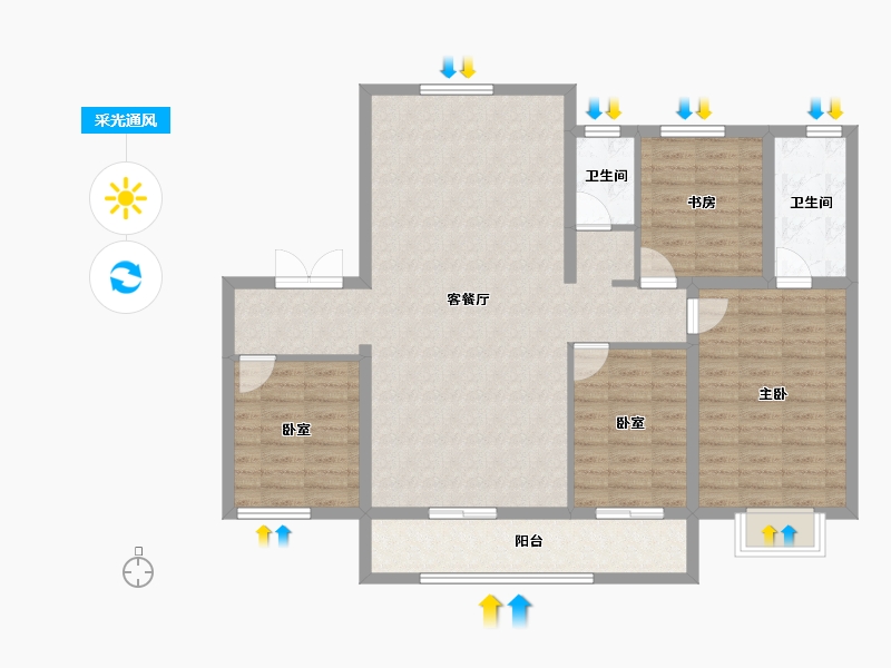 河北省-石家庄市-红星美凯龙天玺-136.00-户型库-采光通风