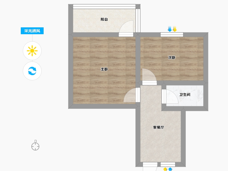 浙江省-杭州市-濮家东村-42.61-户型库-采光通风