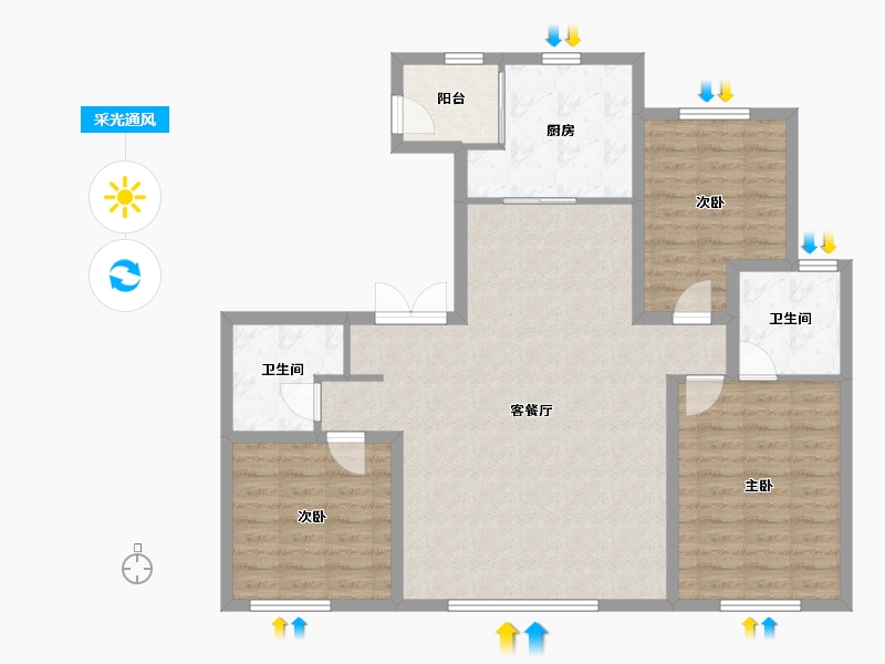 山西省-忻州市-锦钰华府-120.00-户型库-采光通风