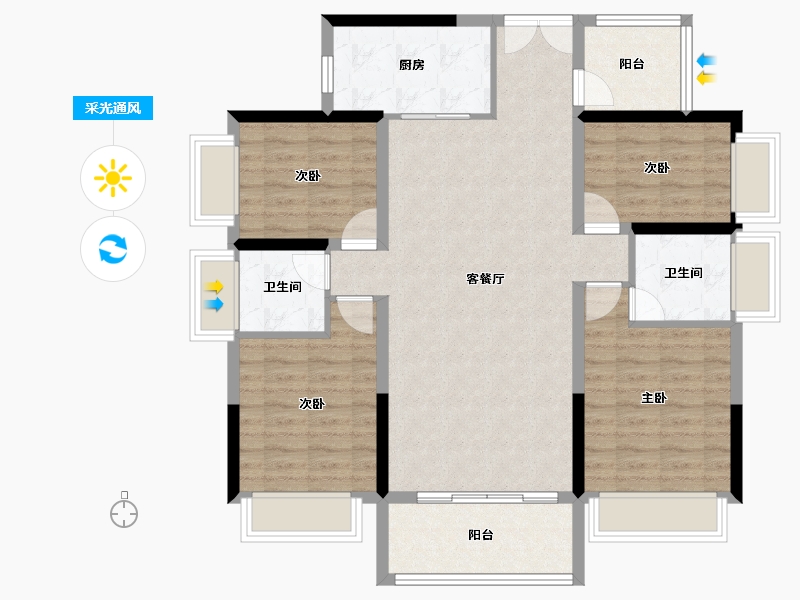 广东省-惠州市-惠州交投金河悦府-103.83-户型库-采光通风