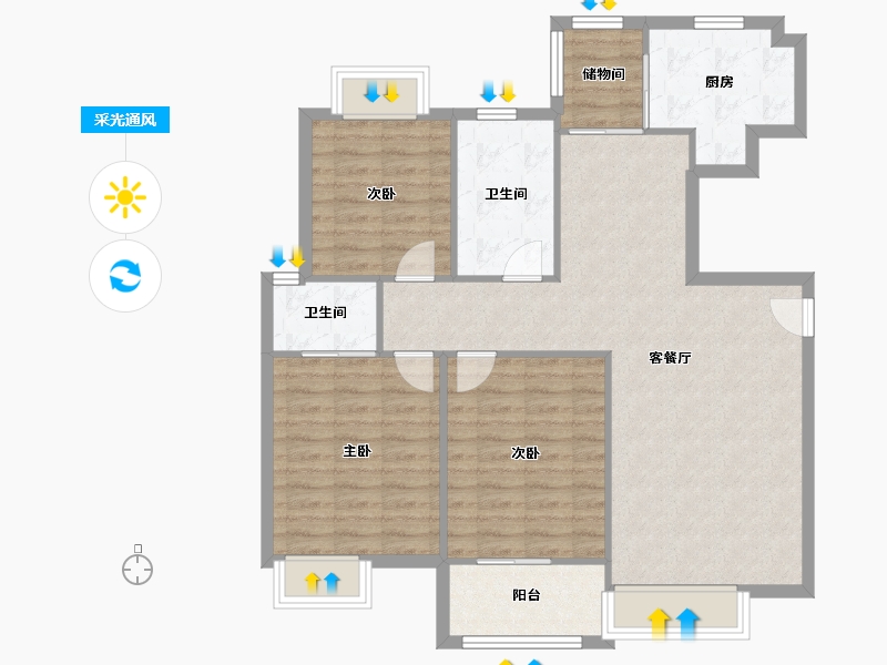 江苏省-苏州市-香城颐园-99.56-户型库-采光通风