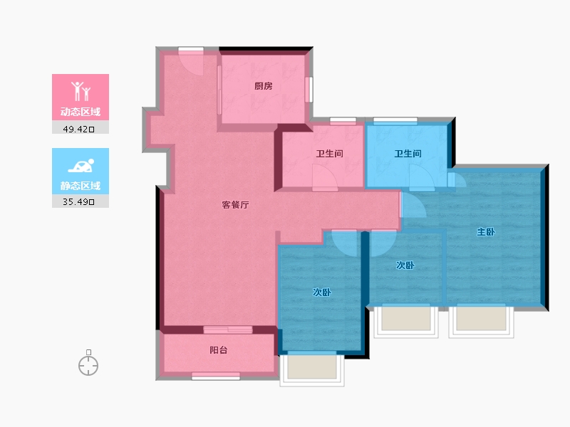 广东省-深圳市-阅臻府-75.60-户型库-动静分区