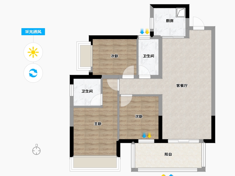 广西壮族自治区-钦州市-松宇时代城-130.00-户型库-采光通风