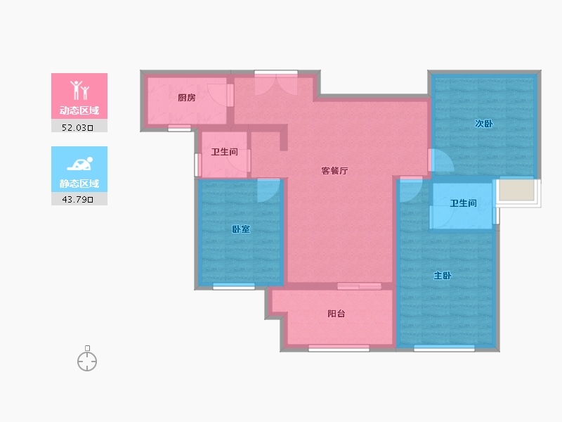 陕西省-汉中市-桃李佳苑-84.93-户型库-动静分区