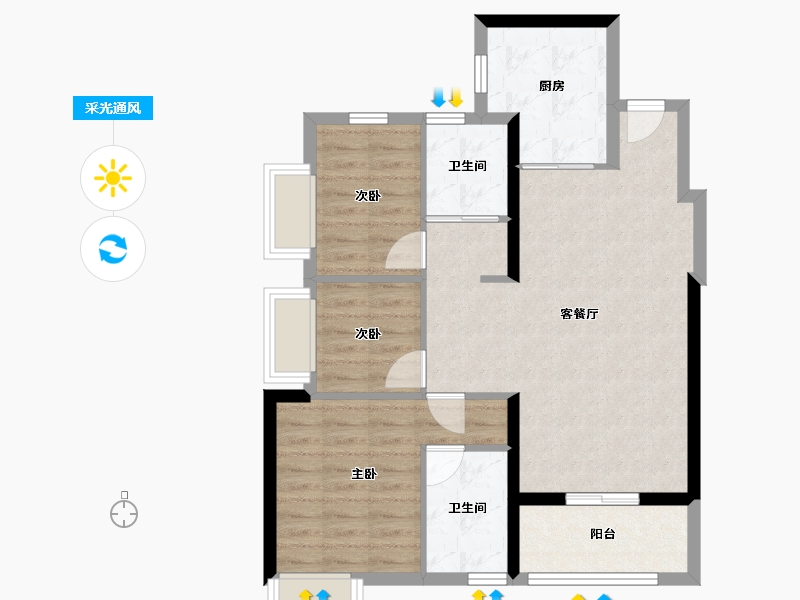 广东省-深圳市-檀悦府-76.80-户型库-采光通风