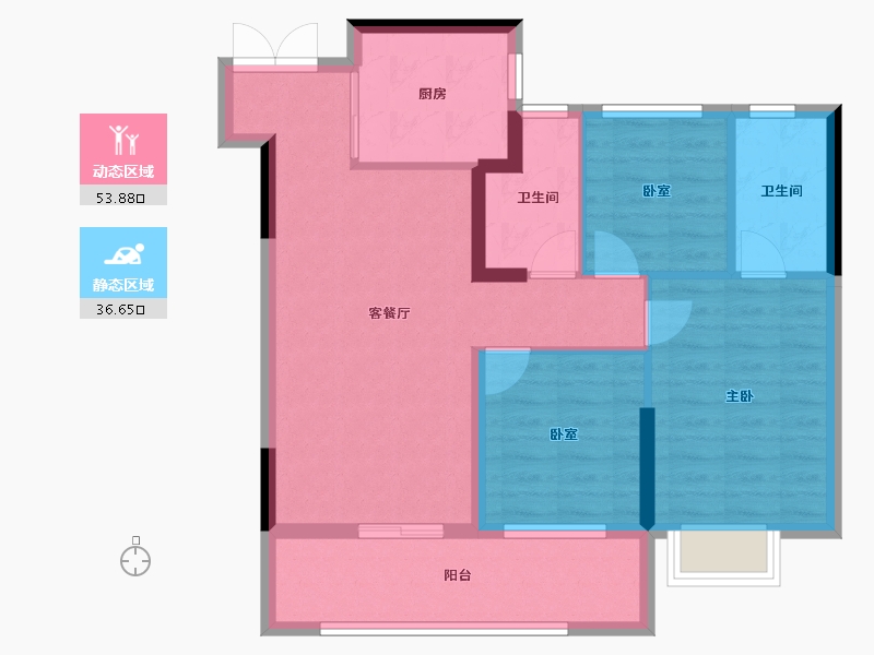 浙江省-绍兴市-盛祥华庭-80.80-户型库-动静分区