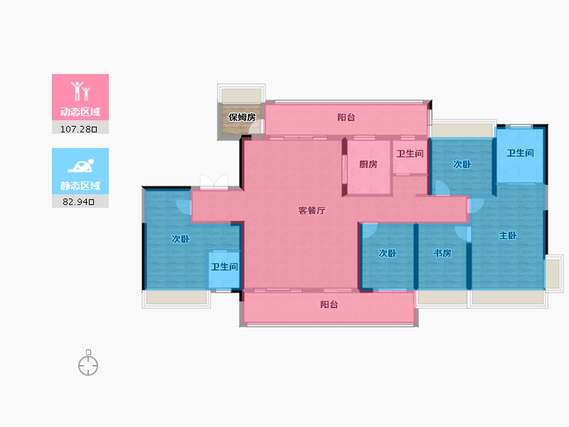 湖南省-郴州市-鑫汇·正和圆-176.10-户型库-动静分区