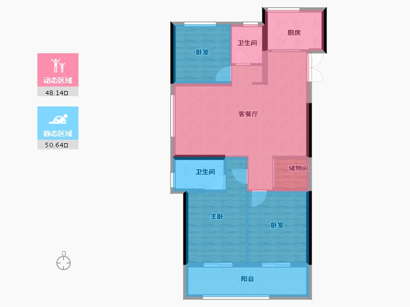 浙江省-绍兴市-盛祥华庭-88.91-户型库-动静分区