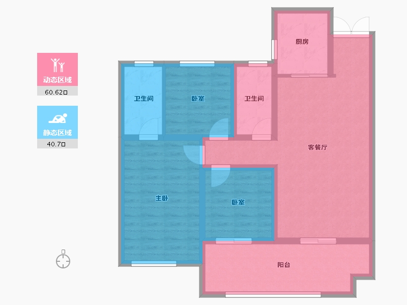 陕西省-汉中市-桃李佳苑-90.23-户型库-动静分区