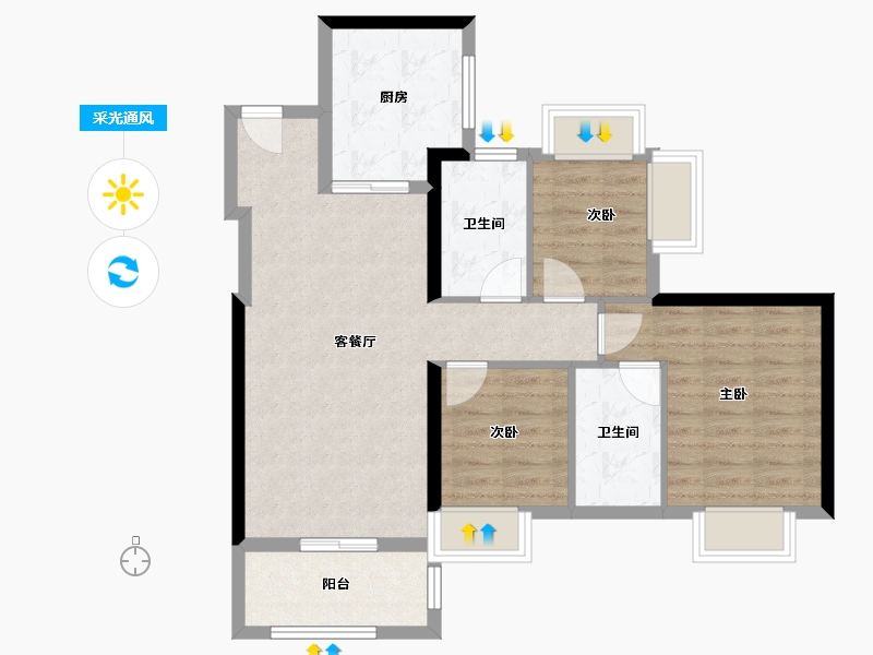 广东省-深圳市-檀悦府-76.39-户型库-采光通风