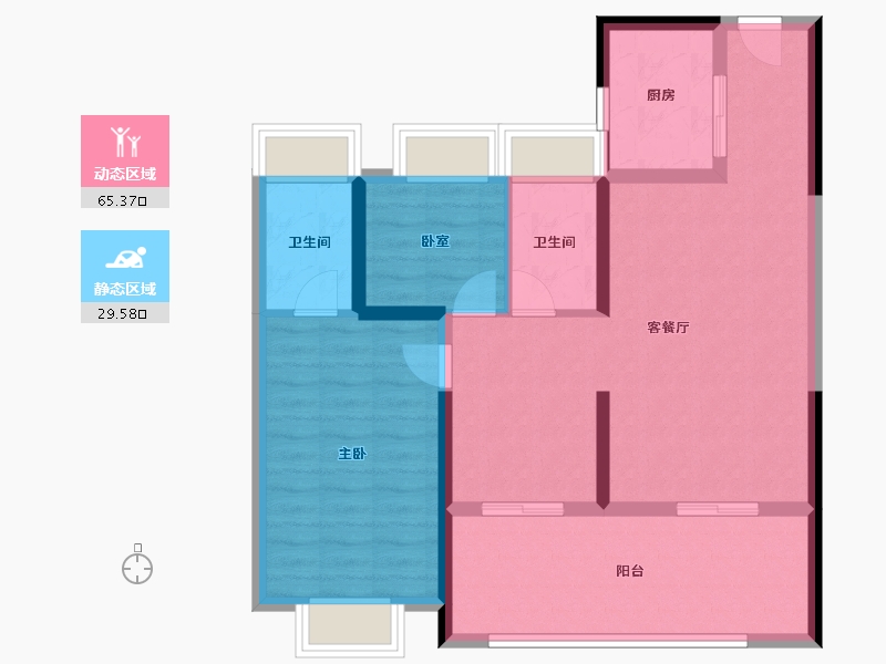 湖北省-武汉市-城投·金沙府-84.88-户型库-动静分区