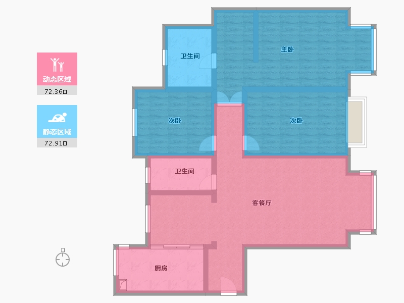 天津-天津市-富力津门湖云舒花园-130.40-户型库-动静分区