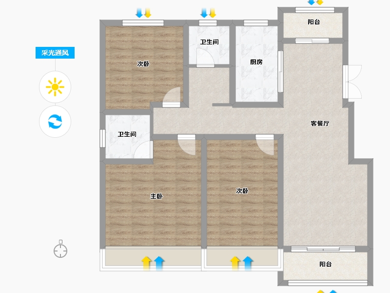 河南省-安阳市-万和城-104.00-户型库-采光通风