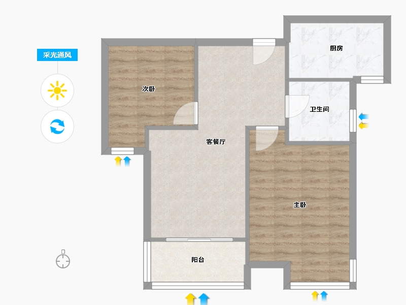 浙江省-杭州市-金盛曼城-68.47-户型库-采光通风