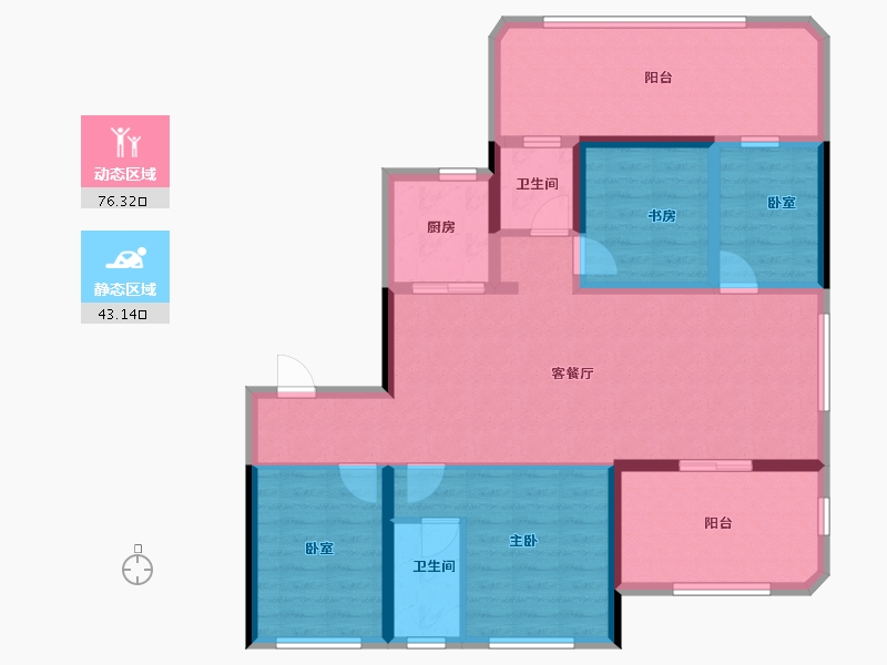 陕西省-西安市-永晖文檀府-106.09-户型库-动静分区