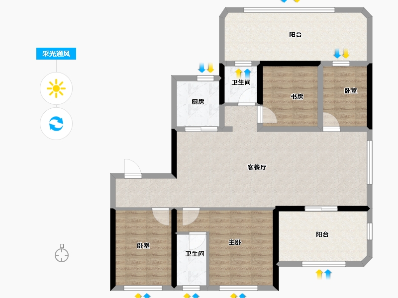 陕西省-西安市-永晖文檀府-106.09-户型库-采光通风