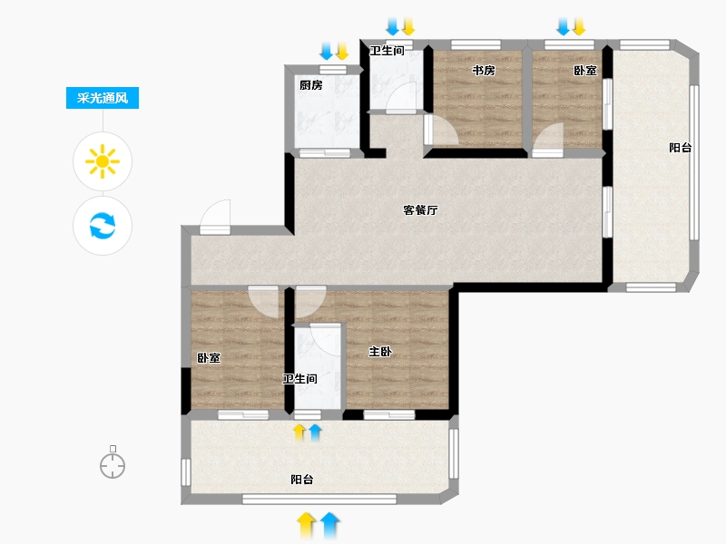 陕西省-西安市-永晖文檀府-93.72-户型库-采光通风