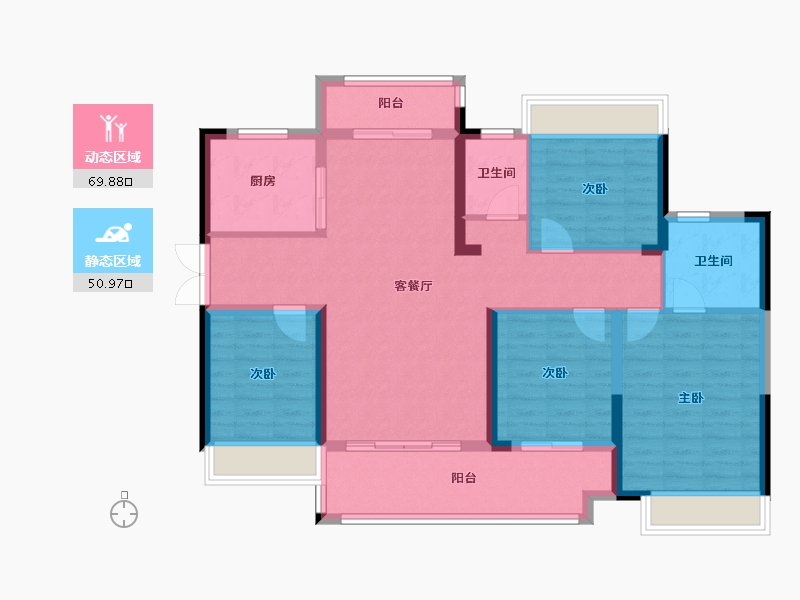 湖南省-郴州市-鑫汇·正和圆-108.54-户型库-动静分区