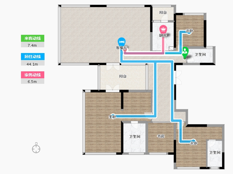 四川省-成都市-华润置地青羊润府-202.33-户型库-动静线