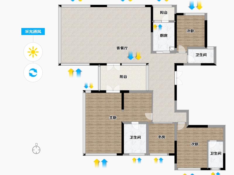 四川省-成都市-华润置地青羊润府-202.33-户型库-采光通风