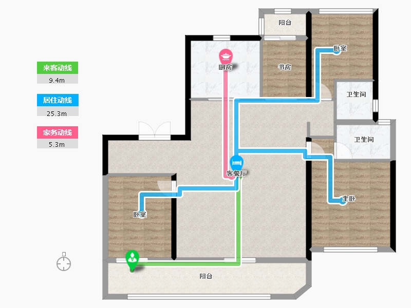 陕西省-西安市-绿城紫棠苑-127.88-户型库-动静线