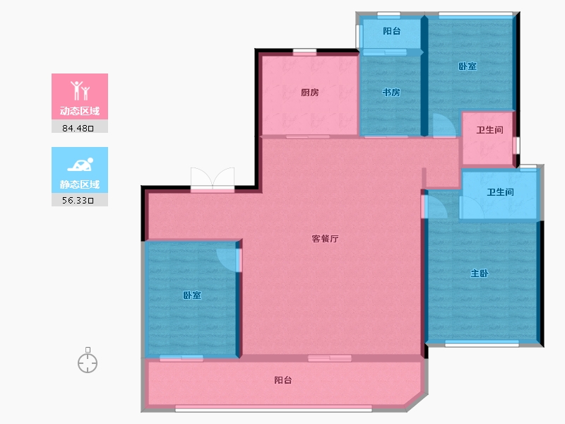 陕西省-西安市-绿城紫棠苑-127.88-户型库-动静分区