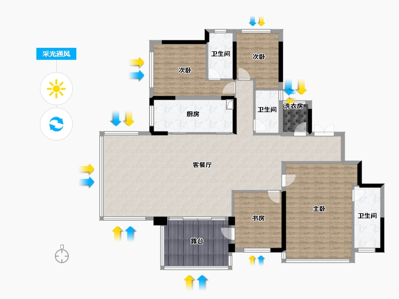 四川省-成都市-华润置地青羊润府-172.85-户型库-采光通风