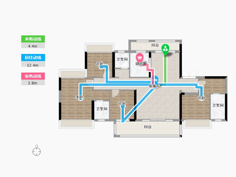 湖南省-郴州市-鑫汇·正和圆-126.90-户型库-动静线