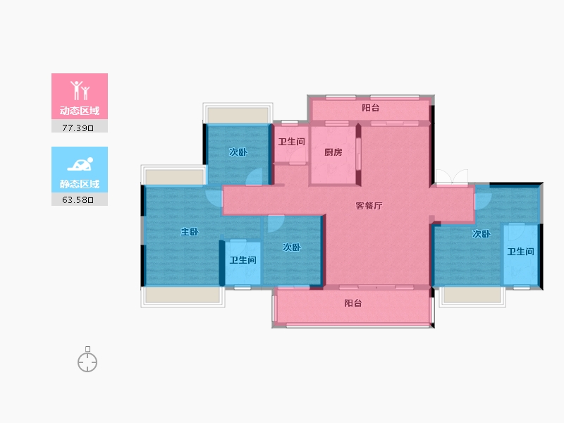 湖南省-郴州市-鑫汇·正和圆-126.90-户型库-动静分区