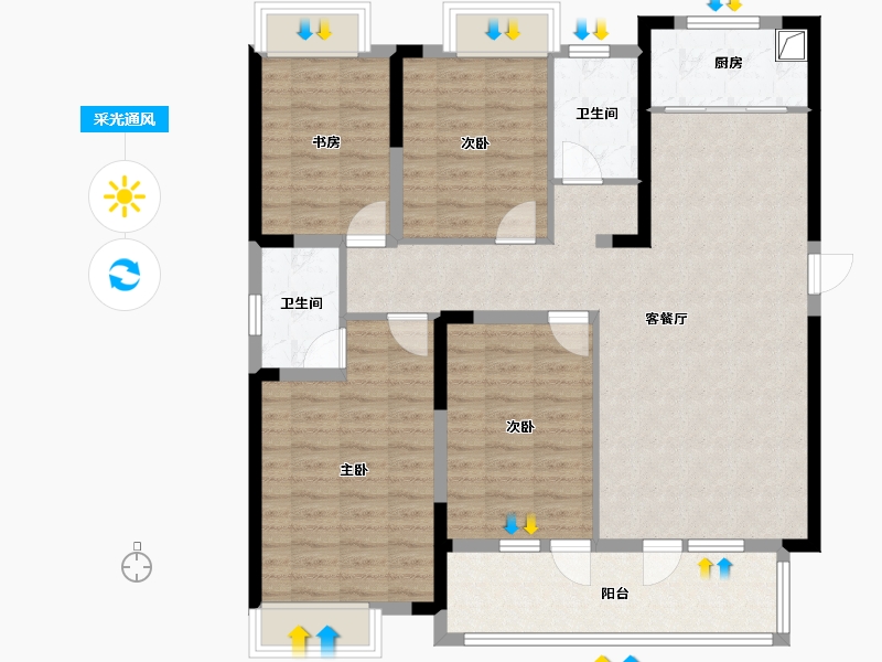 湖北省-鄂州市-博澜景苑-112.32-户型库-采光通风