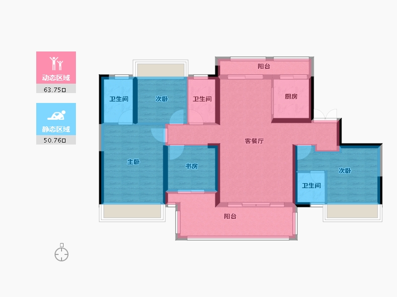 湖南省-郴州市-鑫汇·正和圆-102.11-户型库-动静分区