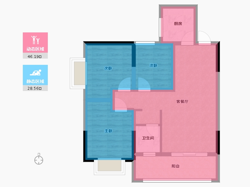 广西壮族自治区-北海市-广鸿·金山里-65.51-户型库-动静分区