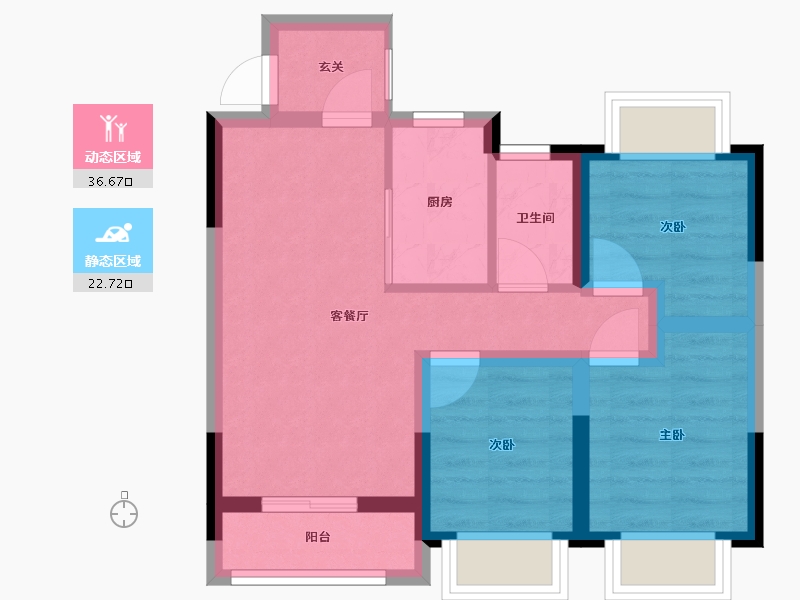 广西壮族自治区-北海市-广鸿·金山里-51.44-户型库-动静分区